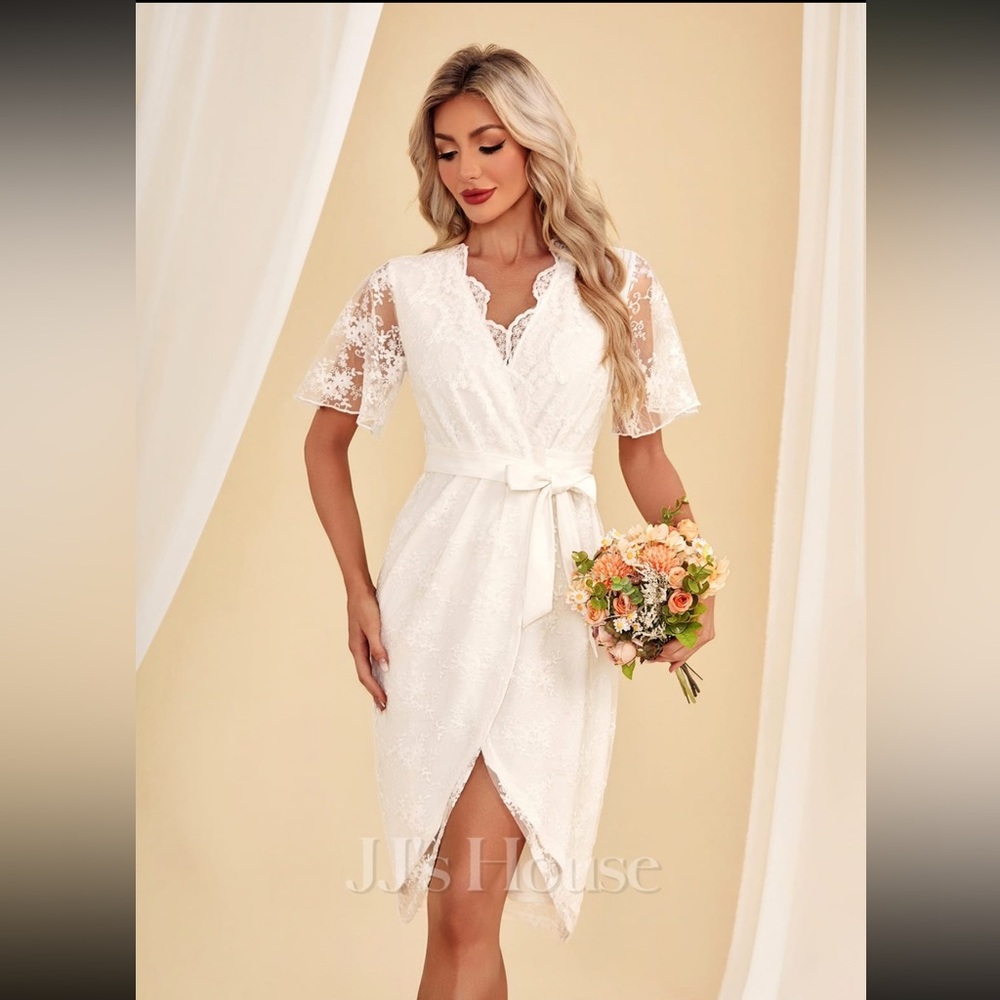 JJ's House White Wrap Lace Dress